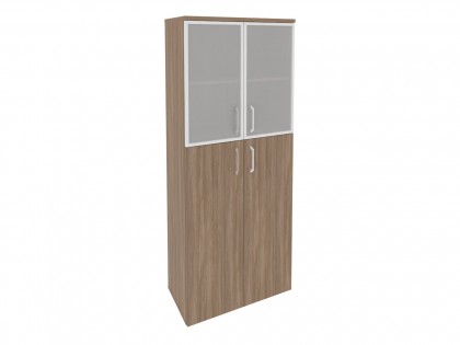 Мебель для персонала ONIX O.ST-1.7R Шкаф высокий широкий (2 средних фасада ЛДСП + 2 низких фасада стекло в раме)
